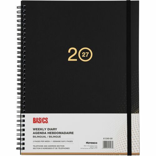 Basics Weekly Diary Agenda, Bilingual, 8.5" x 11", 2027