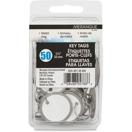 Merangue Metal Rim Key Tags, 1.25", 50 Pack