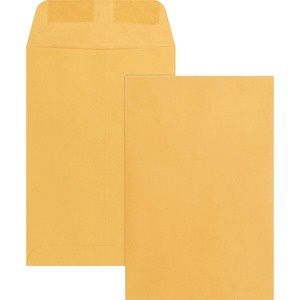 Kraft Catalog Envelopes, 6" W x 9",  24 lb, Gummed, Pack of 100