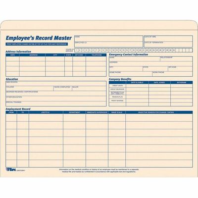 TOPS Employee's Record Master Letters, Manila, Pack of 15
