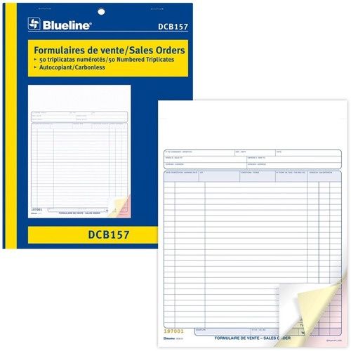 Blueline Sales Orders Book, 50 Sheets, 3 Part, 8.5 x 11