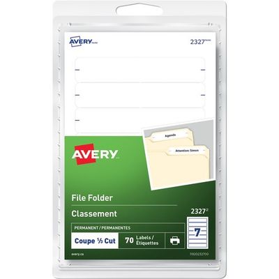 Avery File Folder Labels 2327, 7 Sheets, 70 Labels