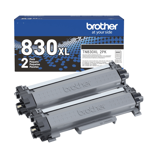 Brother TN830XL Black Toner Cartridge, High Yield, Dual Pack