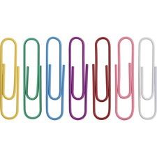 Vinyl Coated Jumbo Paper Clips, Assorted Colors, Pack of 250
