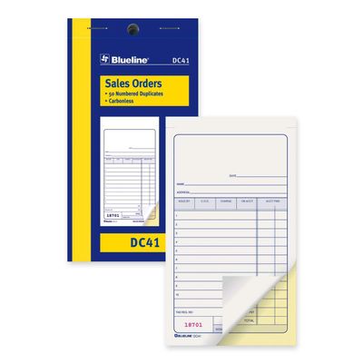 Blueline Sales Order Book, 50 Numbered Duplicates