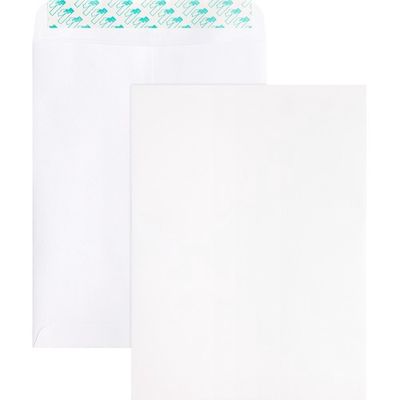 Self Sealing Catalog Envelope, 9 X 12", 28 lb, Peel &amp; Seal, White, Box of 100