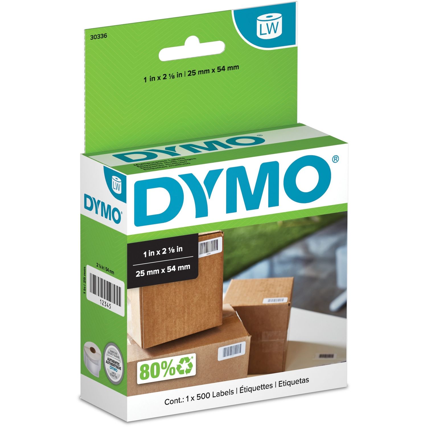 Dymo Labels, 1" x 2 1/8" Length, Roll of 500