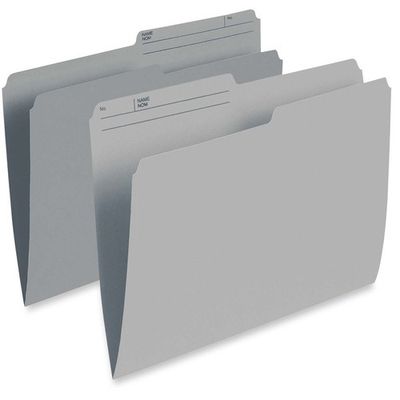 Pendaflex 1/2 Tab Cut Letter, Grey File Folders, 8 1/2" x 11", Box of 100