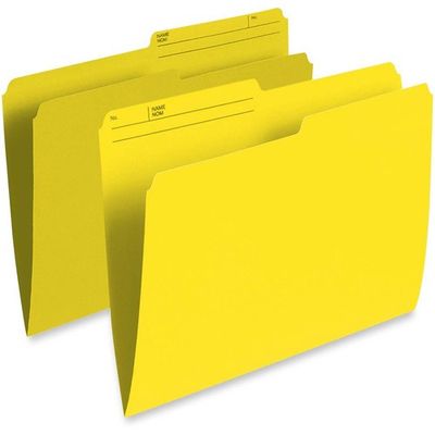 Pendaflex 1/2 Tab Cut Letter, Yellow File Folders, 8 1/2" x 11", Box of 100