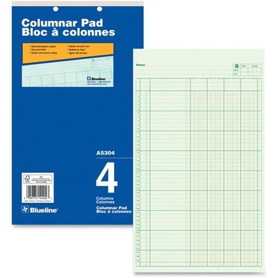 Blueline Columnar Pad A5304, 50 Sheets, 8 1/4" x 14", 2 Holes