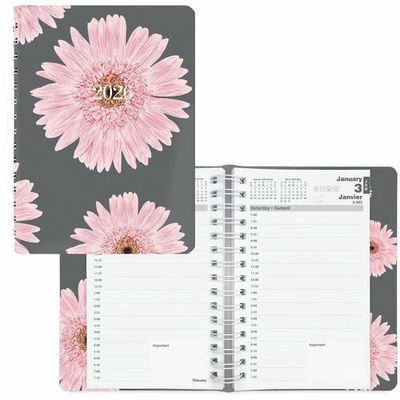 Blueline Pink Daisy Daily Planner 2026