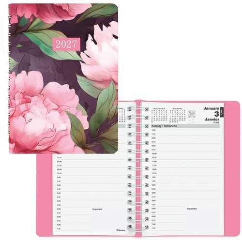 Blueline Pink Daisy Daily Planner 2027