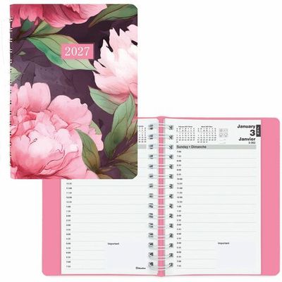 Blueline Pink Daisy Daily Planner 2027