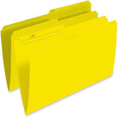 Pendaflex 1/2 Tab Legal File Folder, Yellow, Box of 100