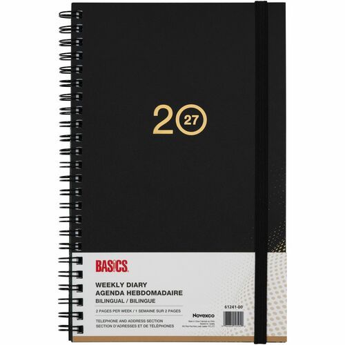 Basics Weekly Diary Agenda, Bilingual, 8" x 5", 2027