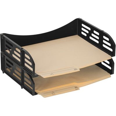 Desktop Letter Tray, Black, 2 Pack