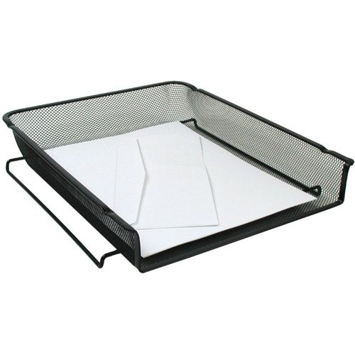 Winnable Front Load Stackable Letter Tray, Mesh, Black