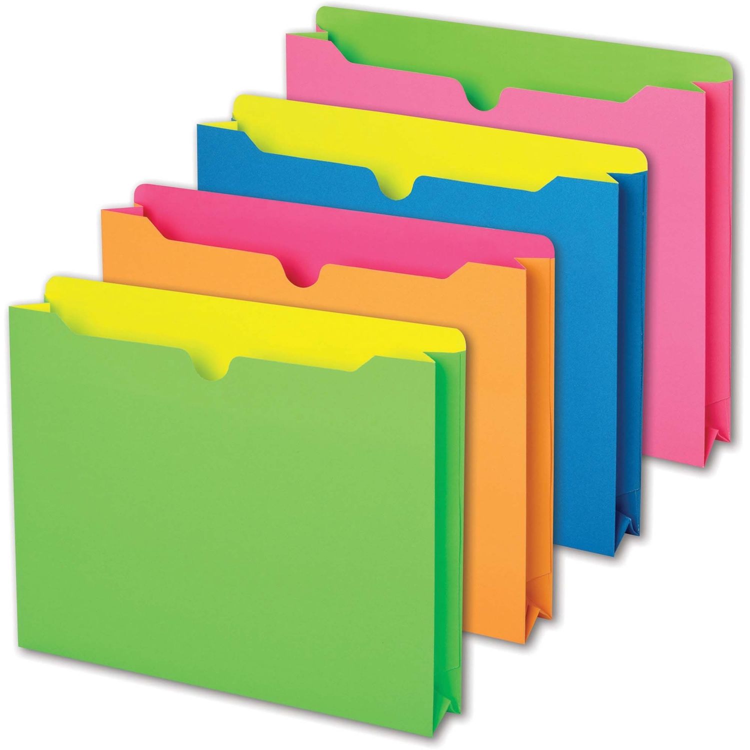 Pendaflex Letter File Jacket, 2" expansion, 8 1/2" x 11", Assorted Neon Colours, 10 Pack