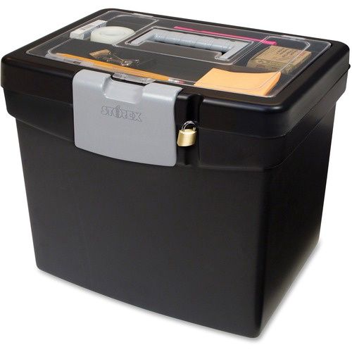 Storex Portable File Box with Top Organizer,  Letter Size Folder