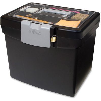 Storex Portable File Box with Top Organizer,  Letter Size Folder