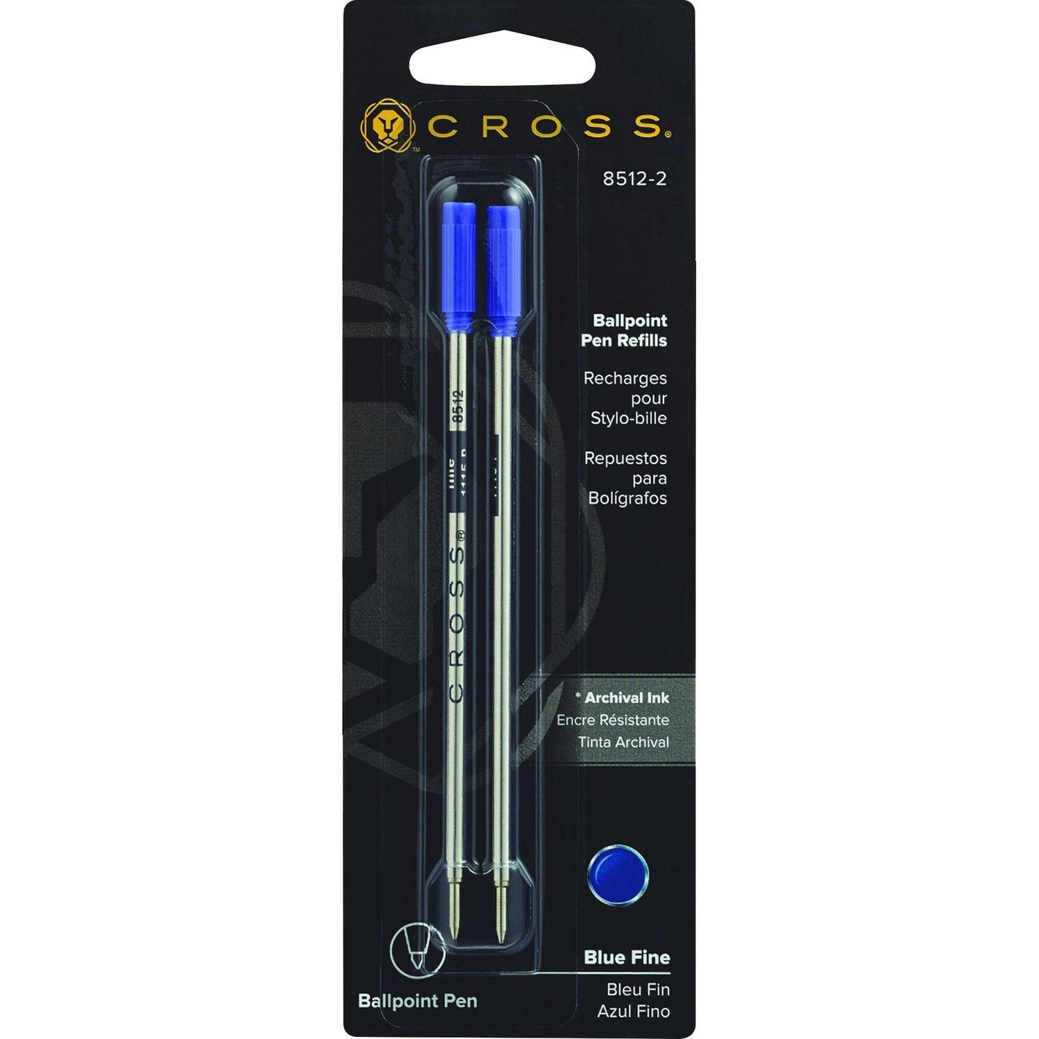 Cross Ballpoint Pen Refills, 8512-2, Blue, 2 Pack