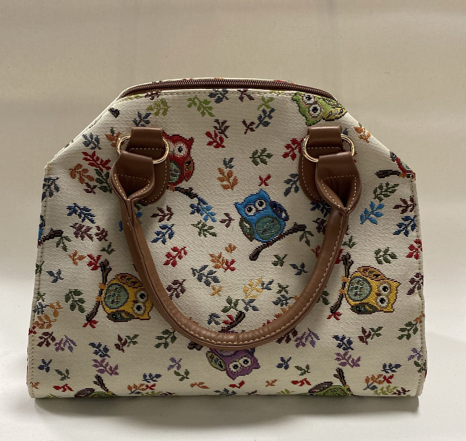 Tapestry Arched Bag Owls