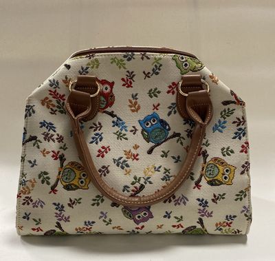 Tapestry Arched Bag Owls