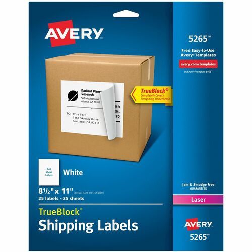 Avery Shipping Labels, 8-1/2" x 11", 25 Pack
