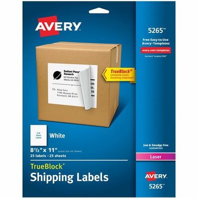 Avery Shipping Labels, 8-1/2" x 11", 25 Pack