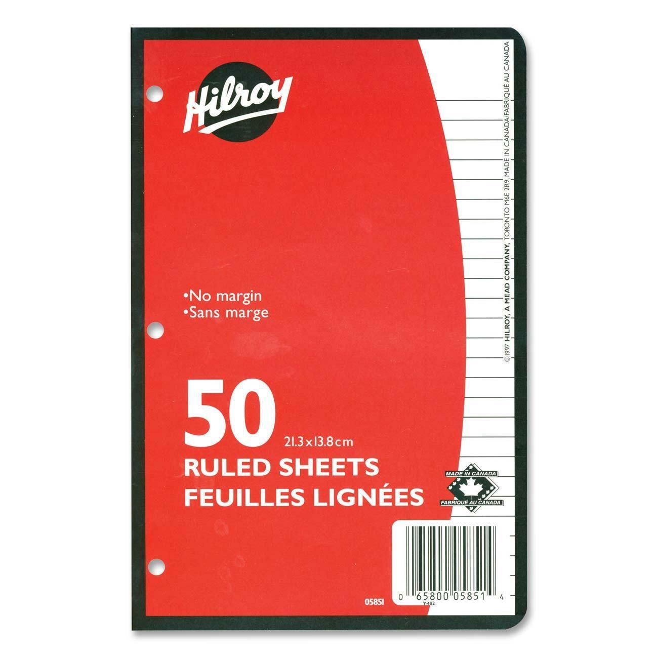 Hilroy 3-Hole Punched Ruled Paper, Pack of 50