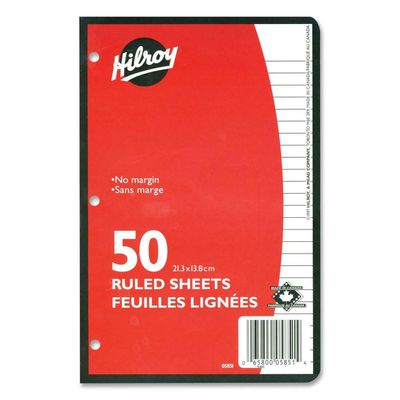 Hilroy 3-Hole Punched Ruled Paper, Pack of 50