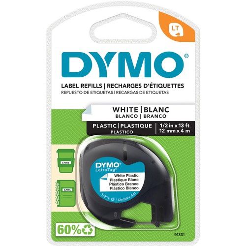 LetraTag Label Maker Tape Cartridge - 1/2" / 12mm,  White / Pearl