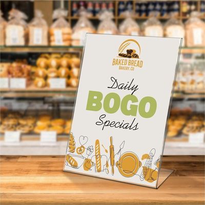 Deflecto Slanted Sign Holder,  8.50" x 11", Side-loading, Clear