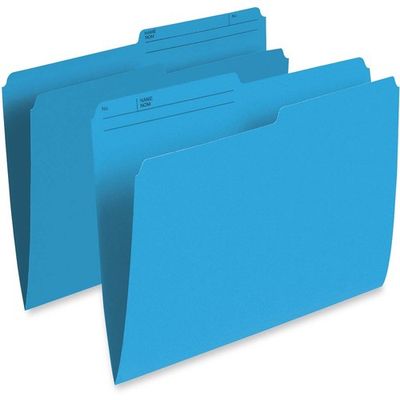 Pendaflex 1/2 Tab Cut Letter, Blue File Folders, 8 1/2" x 11", Box of 100