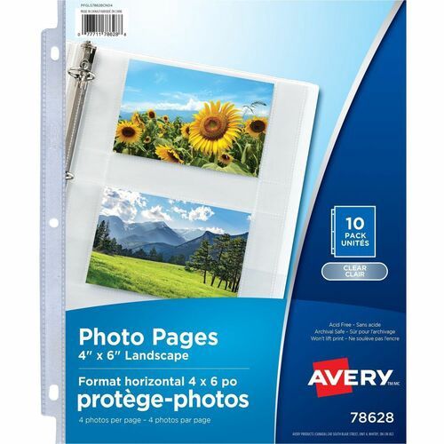 Avery Horizontal Photo Pages,  4" X 6",  Pack of 10