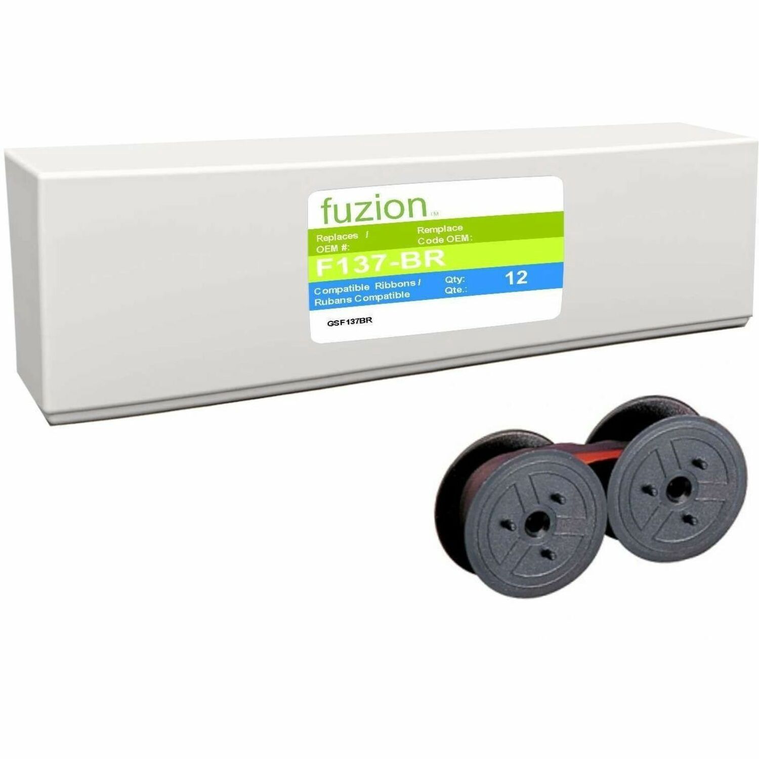 Fuzion R3027 Calculator Ribbon, Black and Red, Box of 12