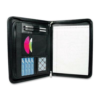 Winnable Letter Pad Folio, 8 1/2" x 11", 30 Sheet Capacity, 2 Internal Pocket, Black