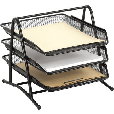 Merangue Mesh 3 Tier Document Tray, Black