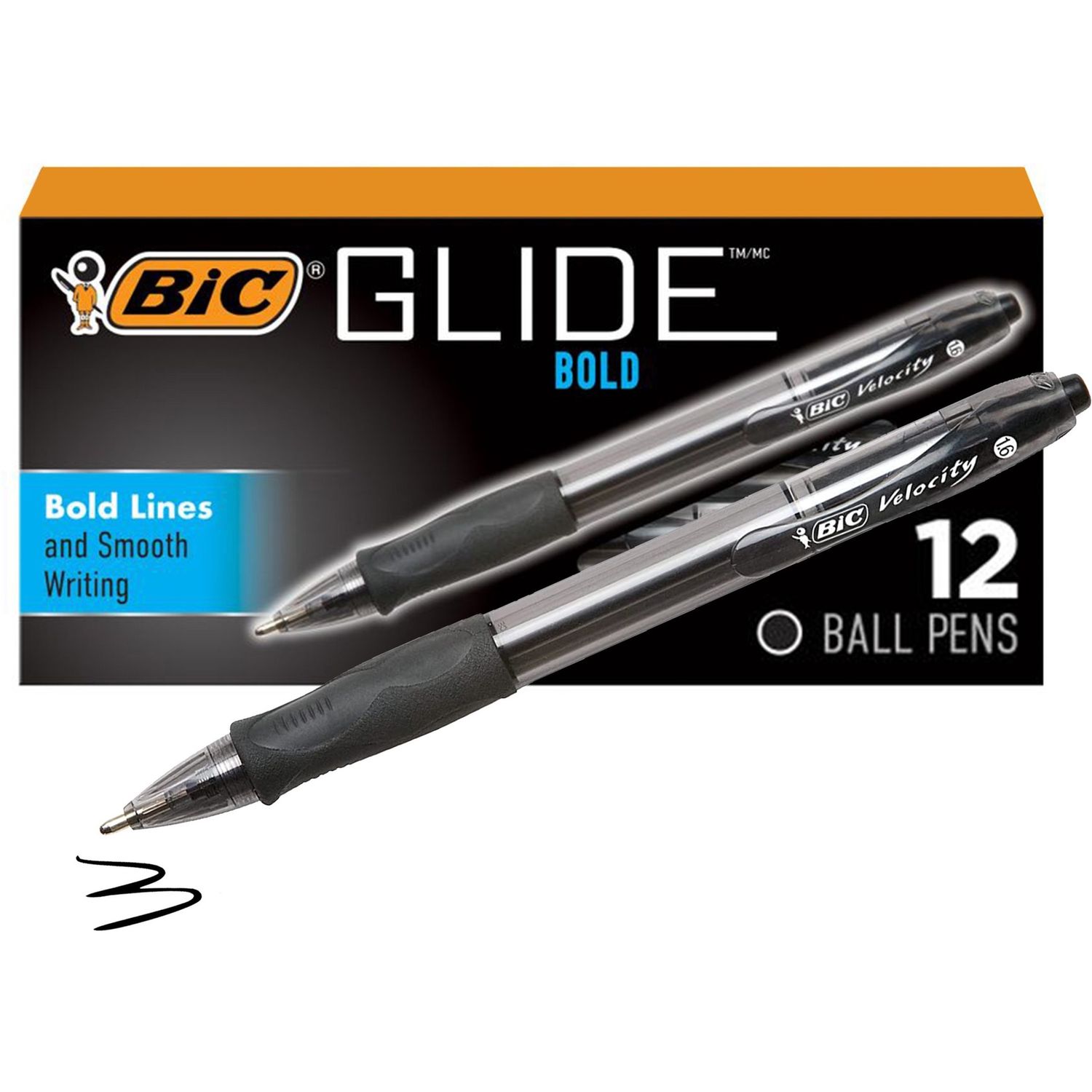 BIC Velocity, Ball Point, Retractable, Bold, 1.6 mm, Black, Single