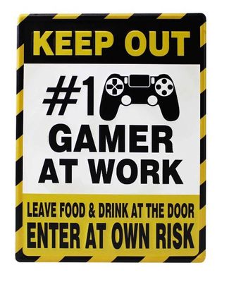 Gamer At Work Metal Sign
