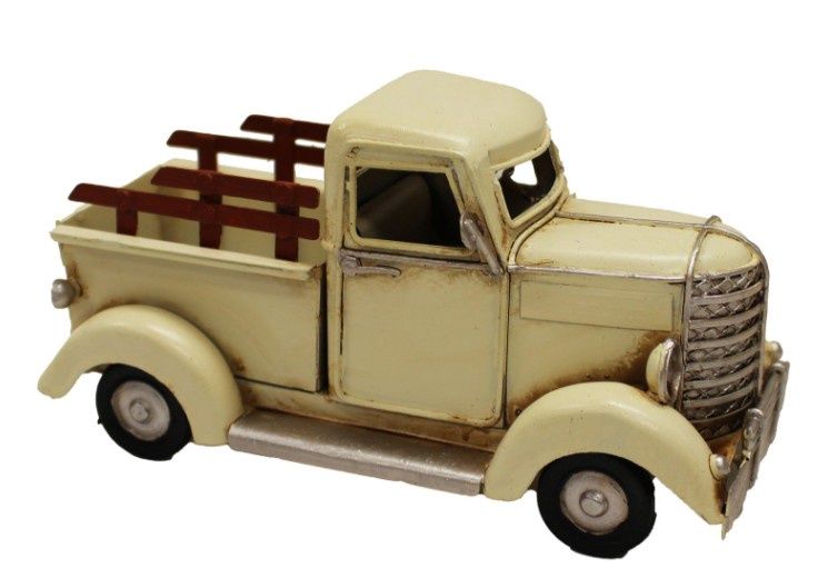 White / Cream Metal Pick Up Truck