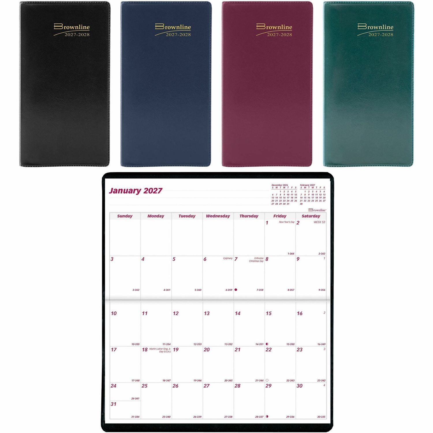 Brownline 24-Month Pocket Planner, 6-1/2" x 3-1/2",  Assorted Colours