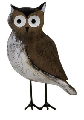 2 PC Set of Wooden Owl Decor
