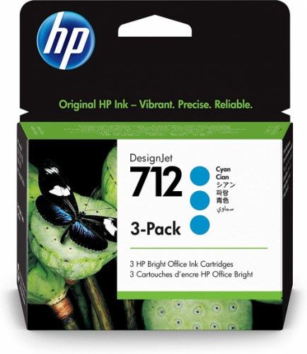 HP Designjet 712 29 ml Cyan Ink Cartridge, 3 Pack