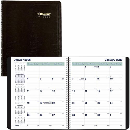 Blueline 16-Month Monthly Planner, 9-1/4" x 7-1/4", Black