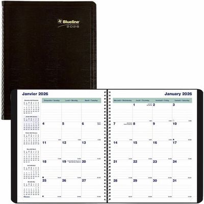 Blueline 16-Month Monthly Planner, 9-1/4" x 7-1/4", Black