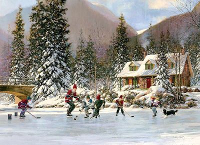 Cobble Hill Tray 35 Piece Puzzle -Hockey Pond
