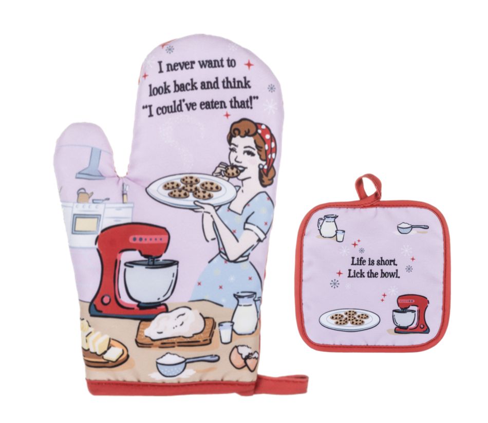 Funny Oven Mitt &amp; Pot Holder - 2 Piece Sets, Design: Baking Cookies