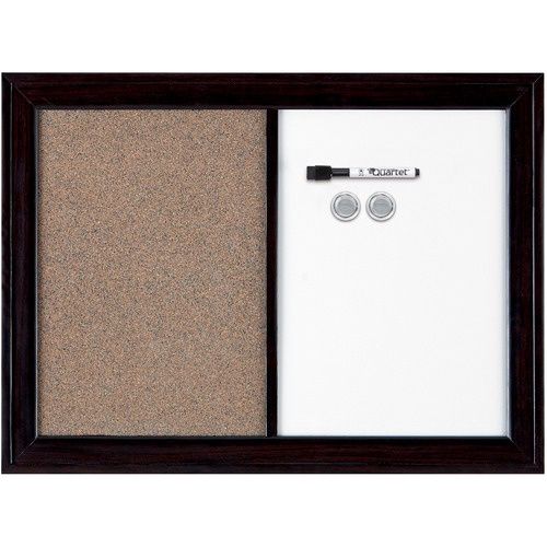 Quartet Combination Board, 24" x 36", Magnetic, Dark Brown Expresso Frame
