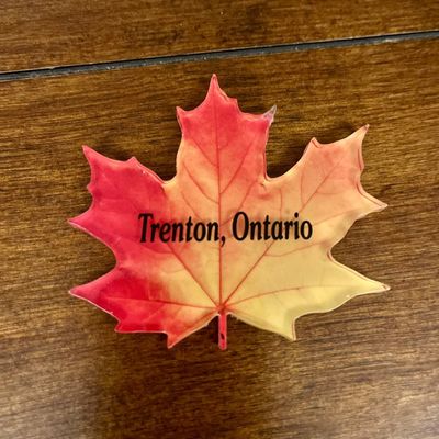 PP Yellow/Red Leaf Shaped Magnet Customized With Trenton, Ontario